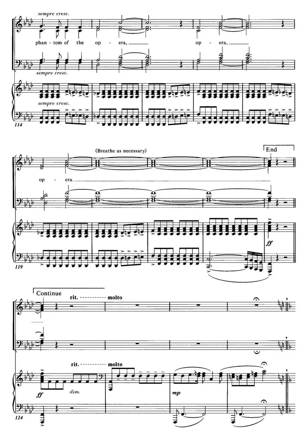 Choral Suite from The Phantom of the Opera（4 THE PHANTOM OF THE OPERA、四重奏）