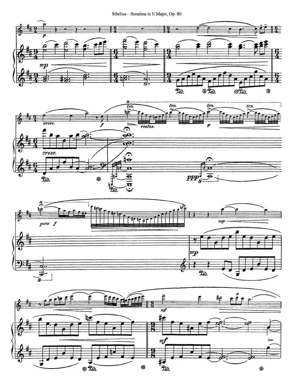 Violin Sonatina in E Major Op.80（小提琴+钢琴伴奏）