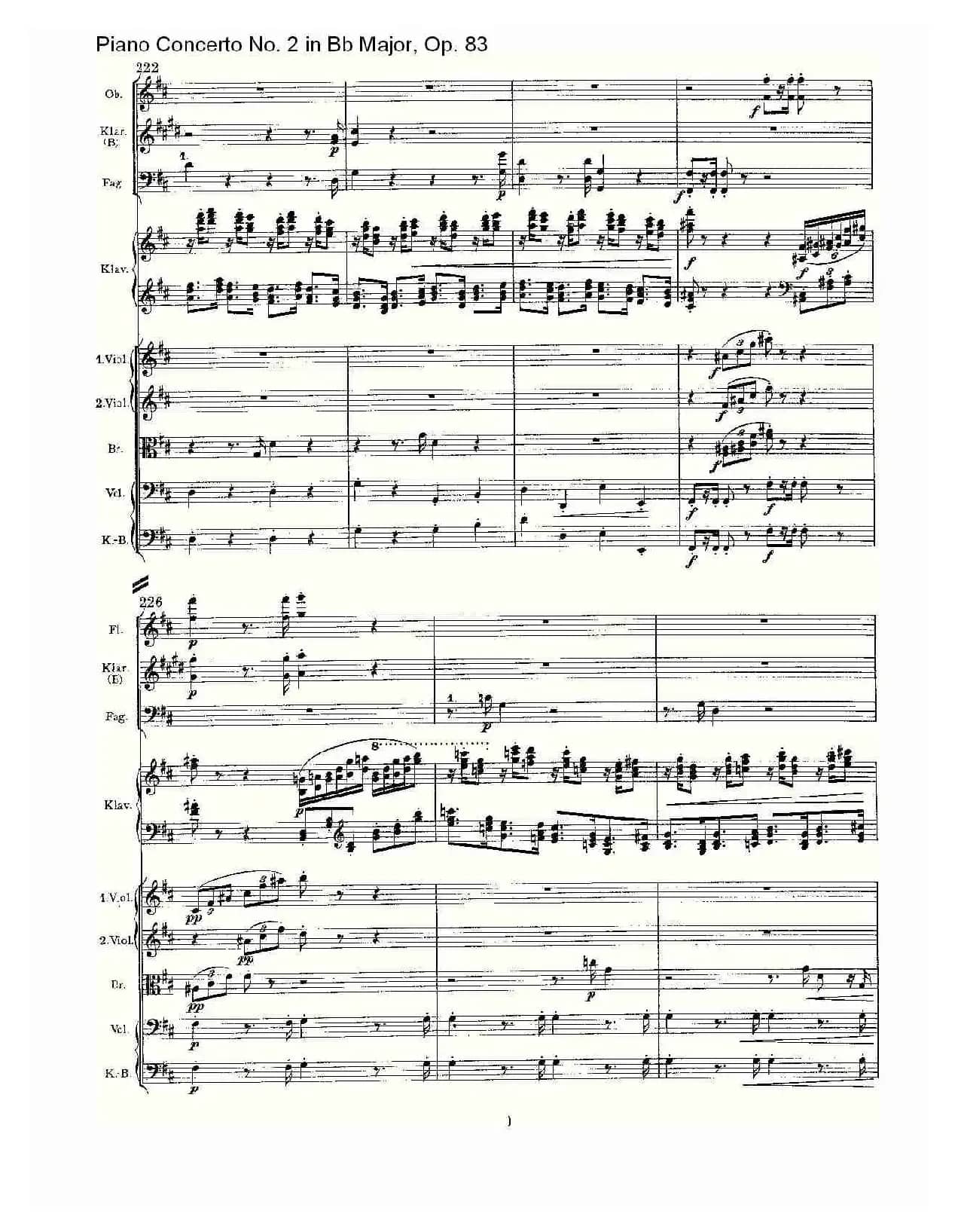 Bb大调钢琴第二协奏曲, Op.83第一乐章（一）