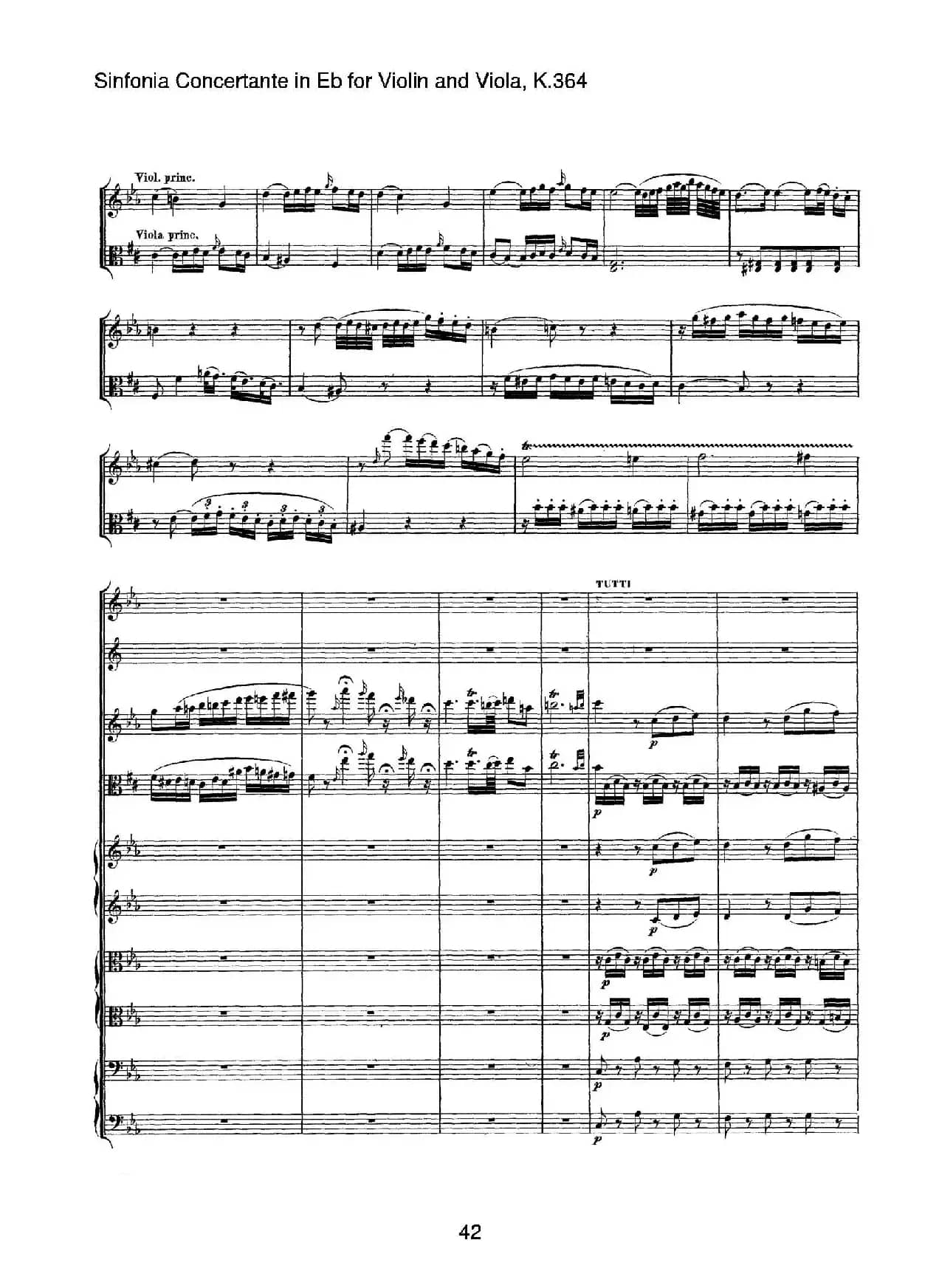 降E大调交响协奏曲（《Sinfonia Concertante in Eb》for Violin and Viola K.364）