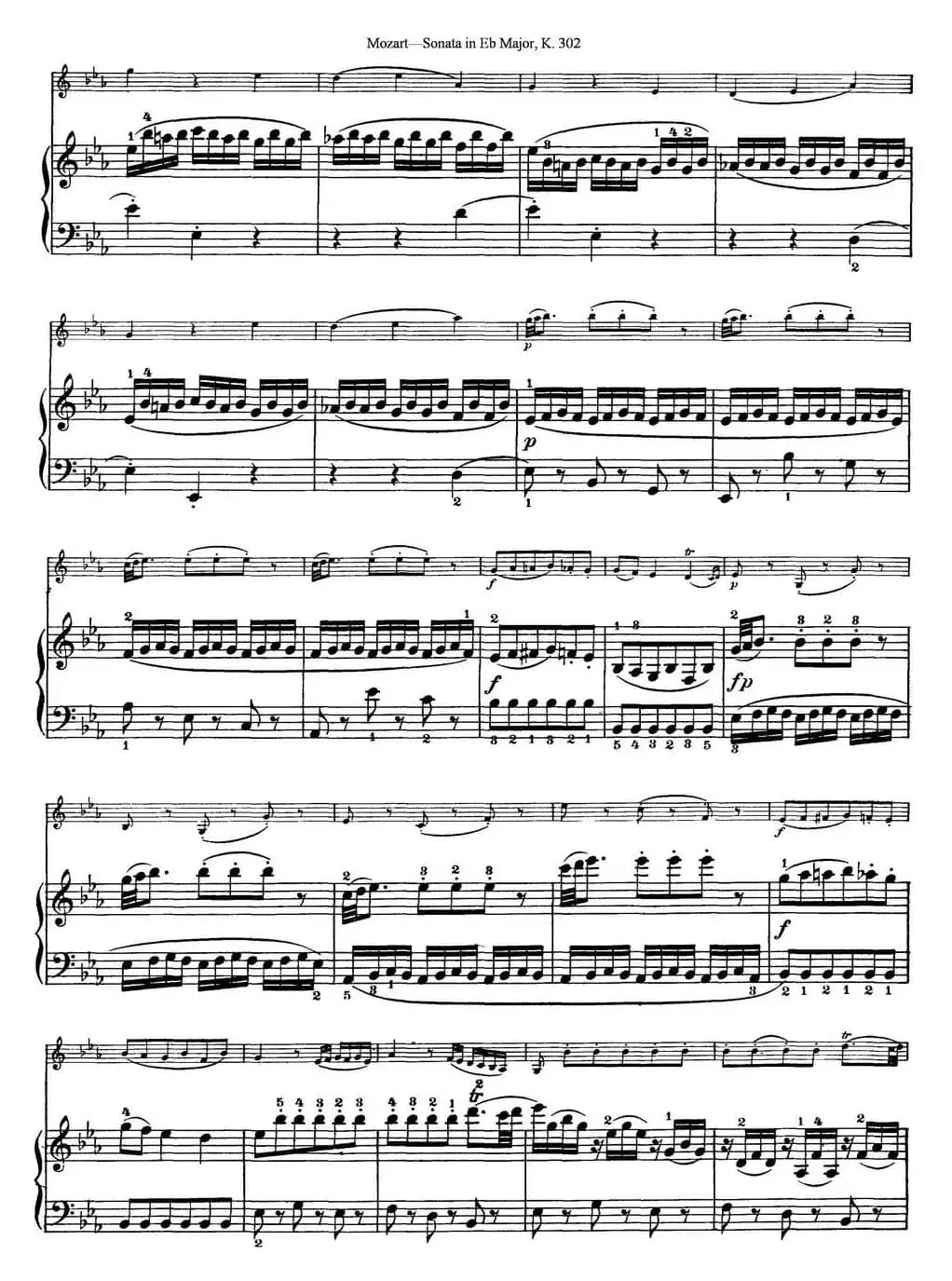 Violin Sonata in Eb Major K.302（小提琴+钢琴伴奏）