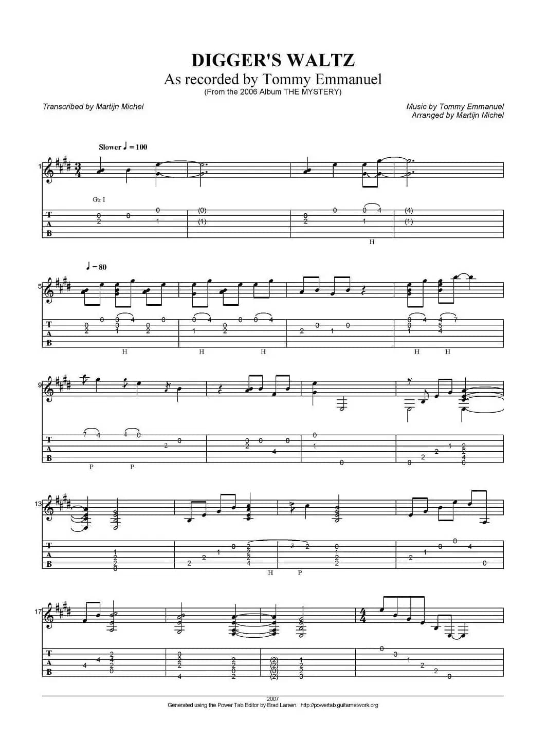 tommy emmanuel：diggers waltz（指弹吉他）