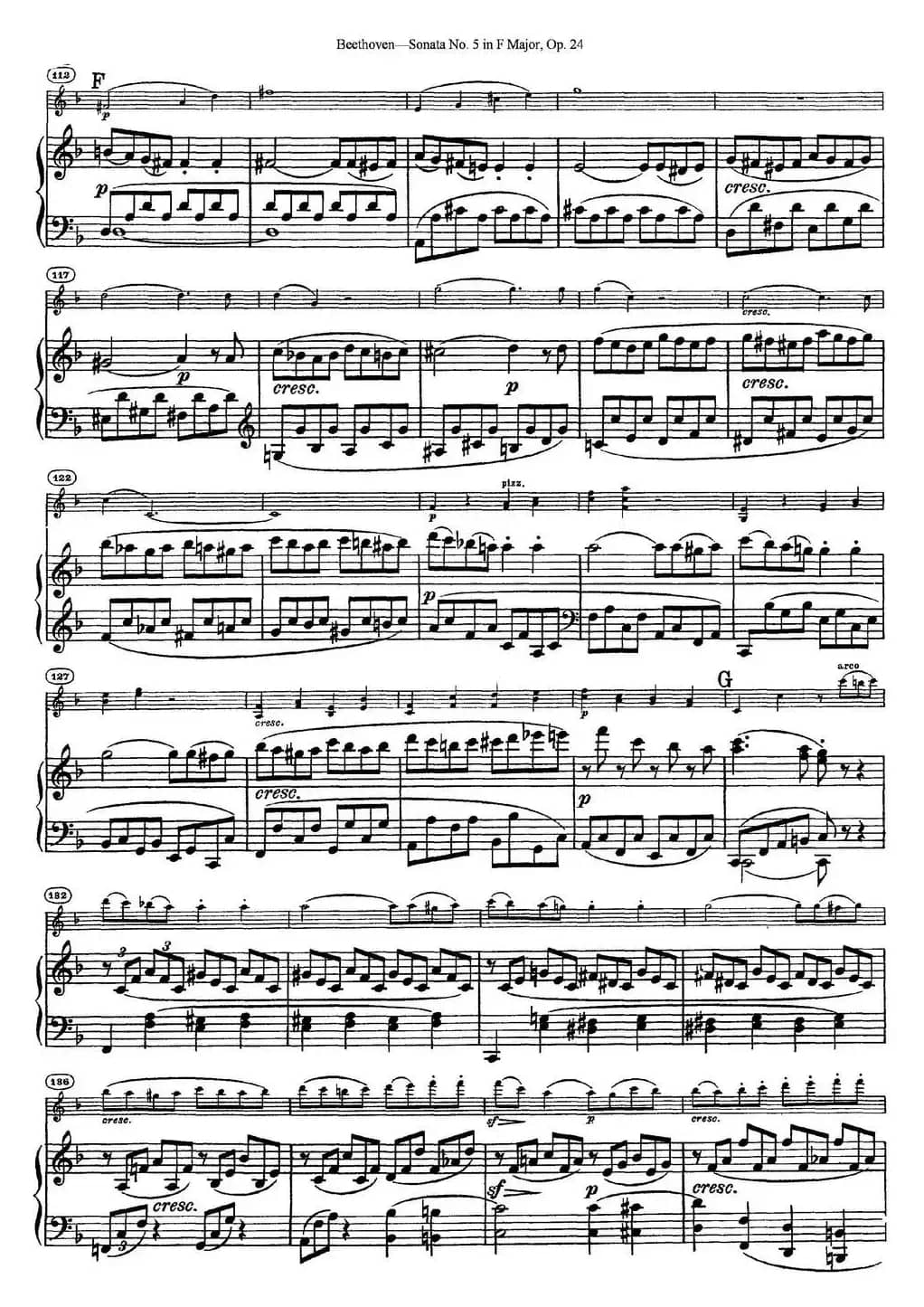 Violin Sonata No.5 in F Major Op.24（小提琴+钢琴伴奏）
