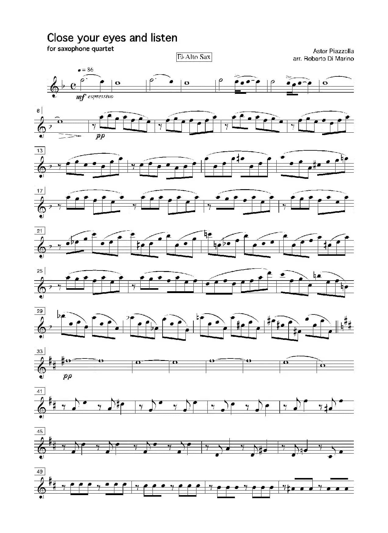 Close your eyes and listen（四重奏总谱+分谱）