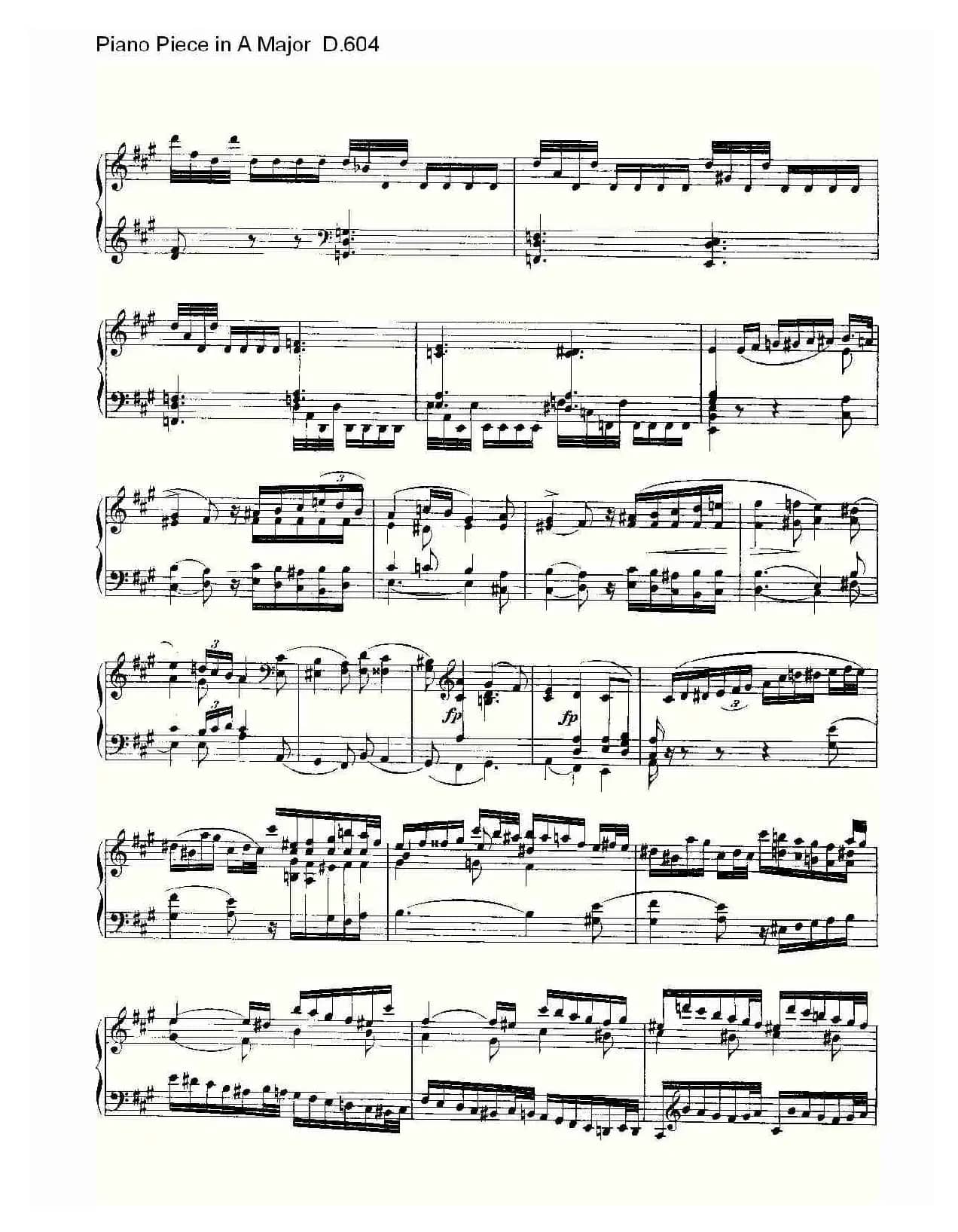 Piano Piece in A Major D.604（A大调钢琴联奏 D.604）