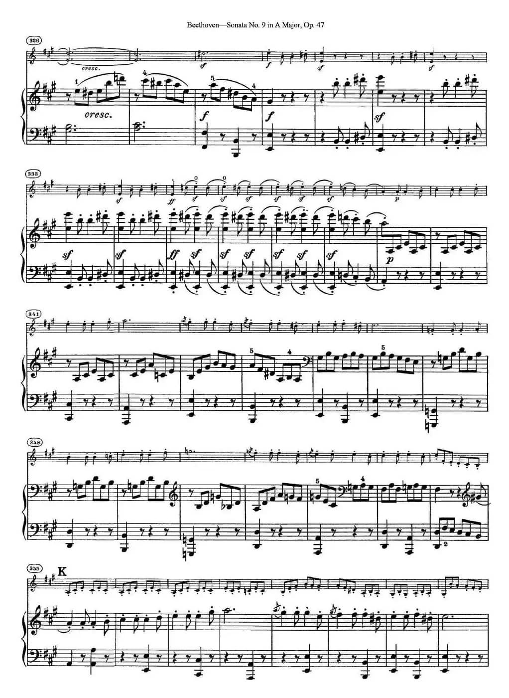 Violin Sonata No.9 in A Major Op.47（小提琴+钢琴伴奏）