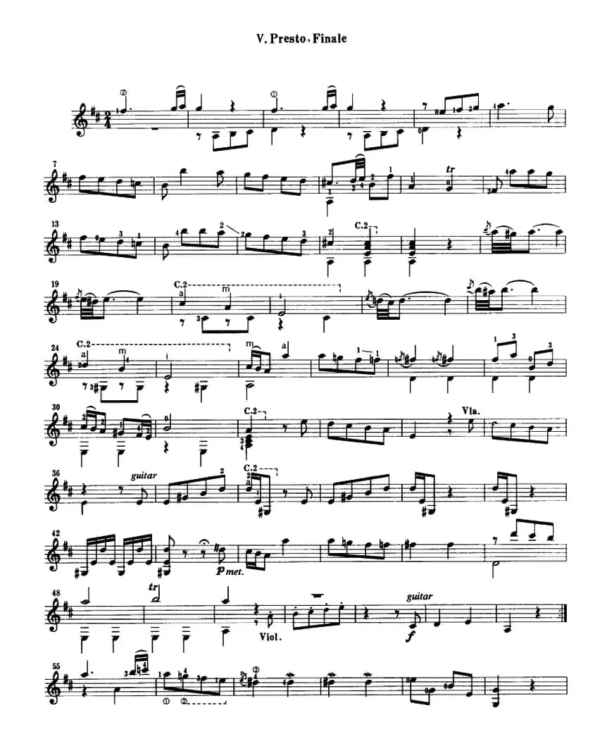 D大调四重奏（古典吉他）