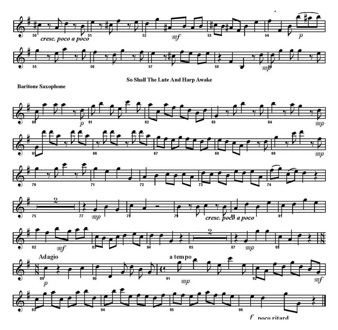 So Shall the Lute And Harp Awake（四重奏·上低音萨克斯分谱）