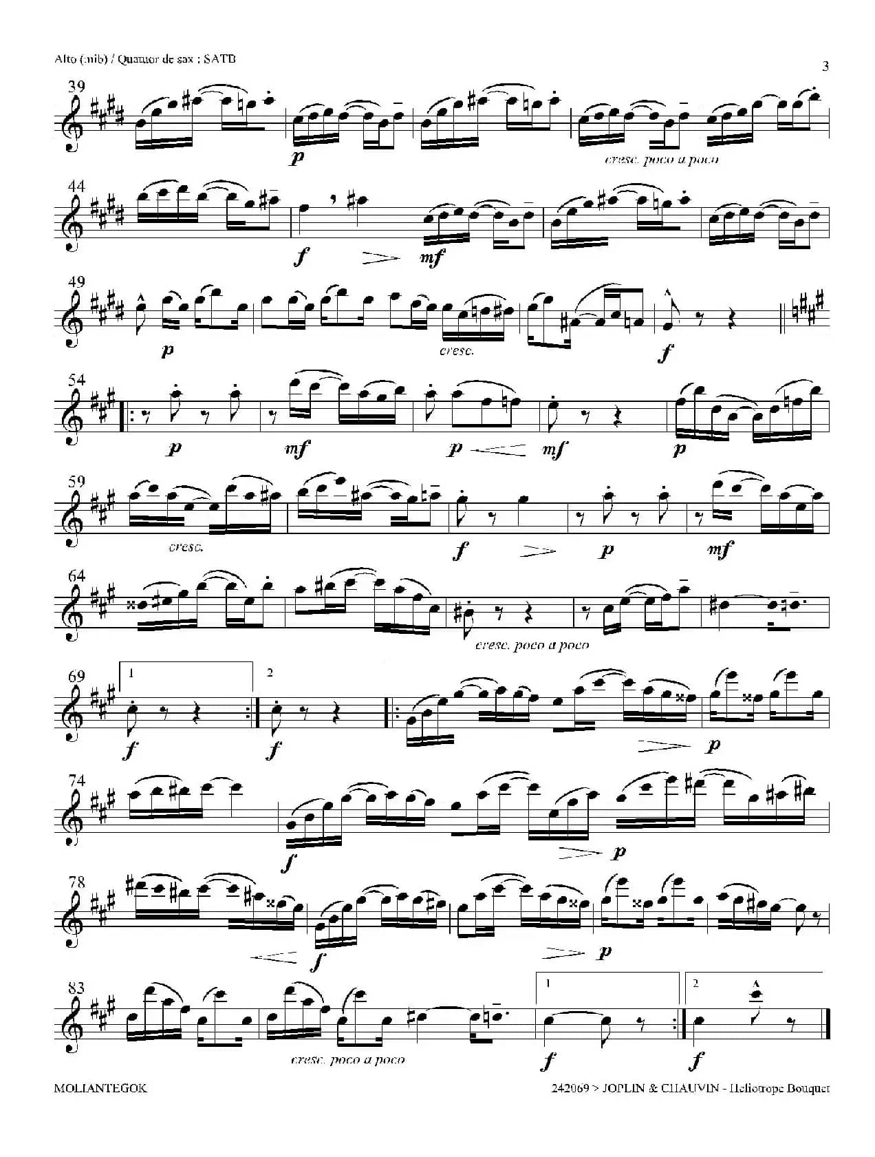 Heliotrope Bouquet（四重奏中音萨克斯分谱）