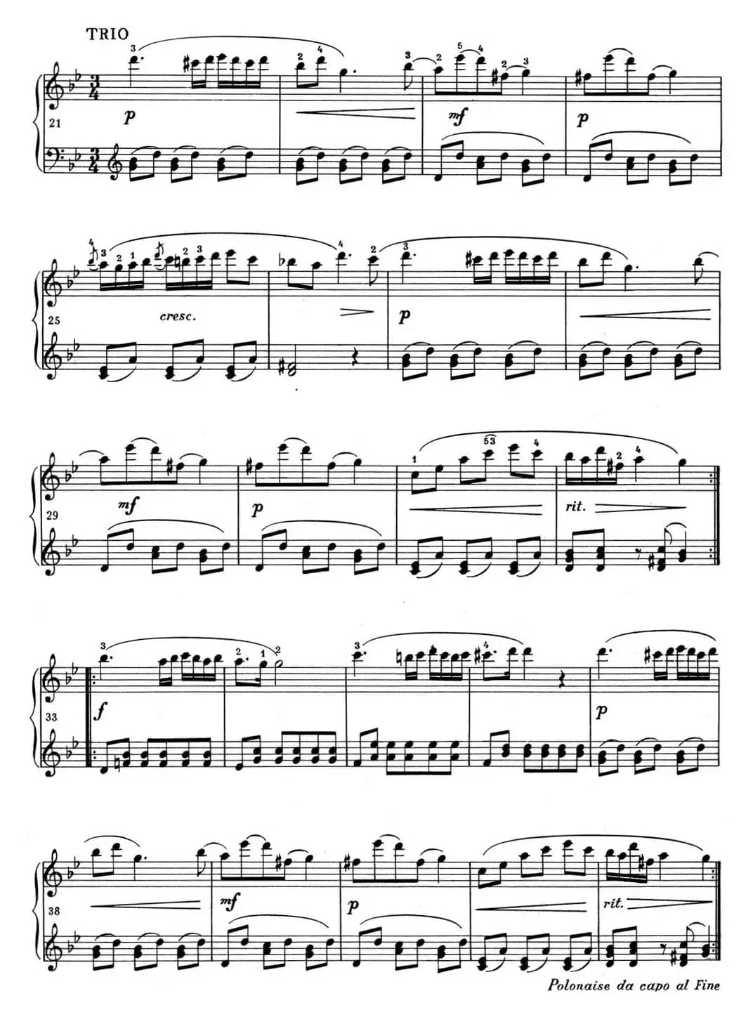 肖邦 波兰舞曲 Op.posth.P.1 No.1 降B大调