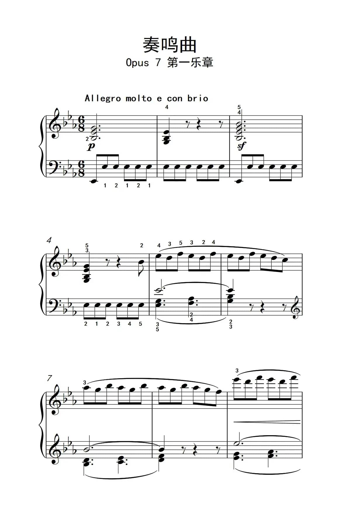 奏鸣曲 Opus 7 第一乐章（贝多芬奏鸣曲集 2）