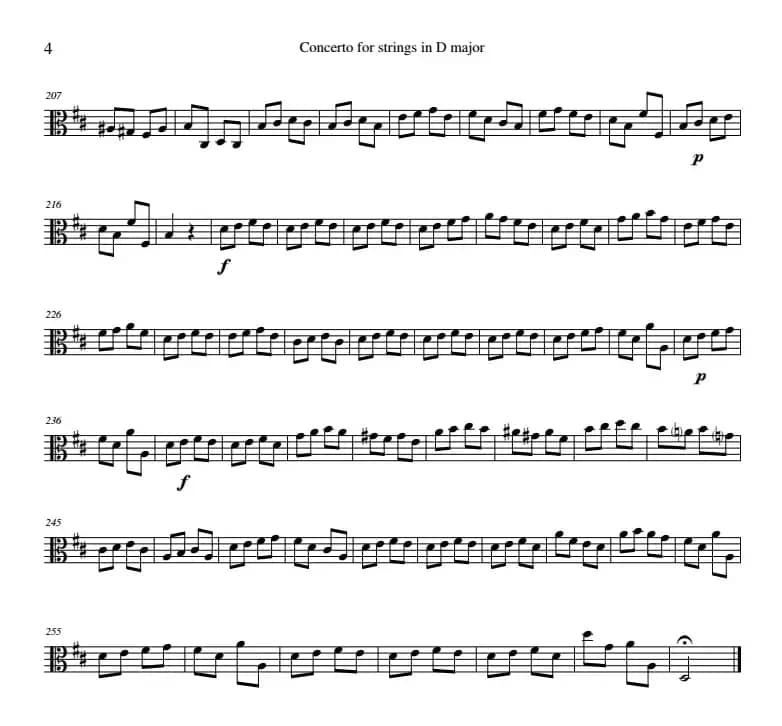 Concerto for strings in D Major（RV121、Viola分谱）