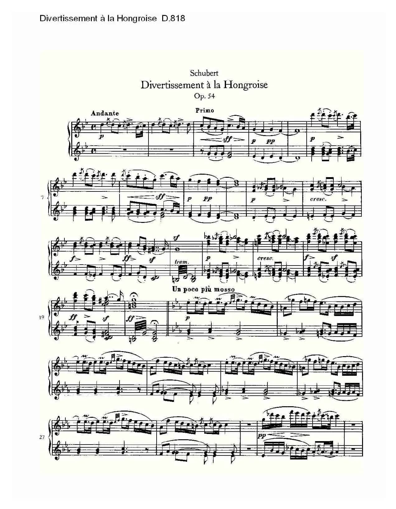 Divertissement à la Hongroise D.818