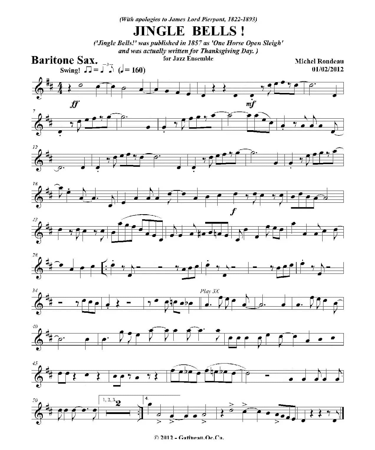 JINGLE BELLS！（上低音萨克斯分谱）