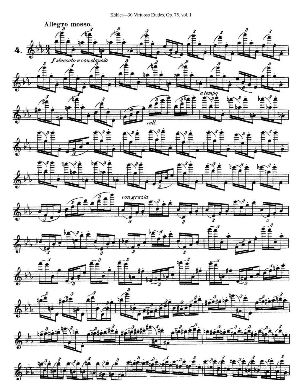 柯勒30首高级长笛练习曲作品75号（NO.4）