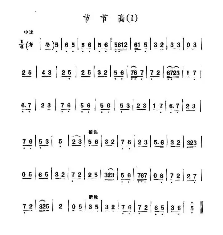 京剧二黄曲牌：节节高