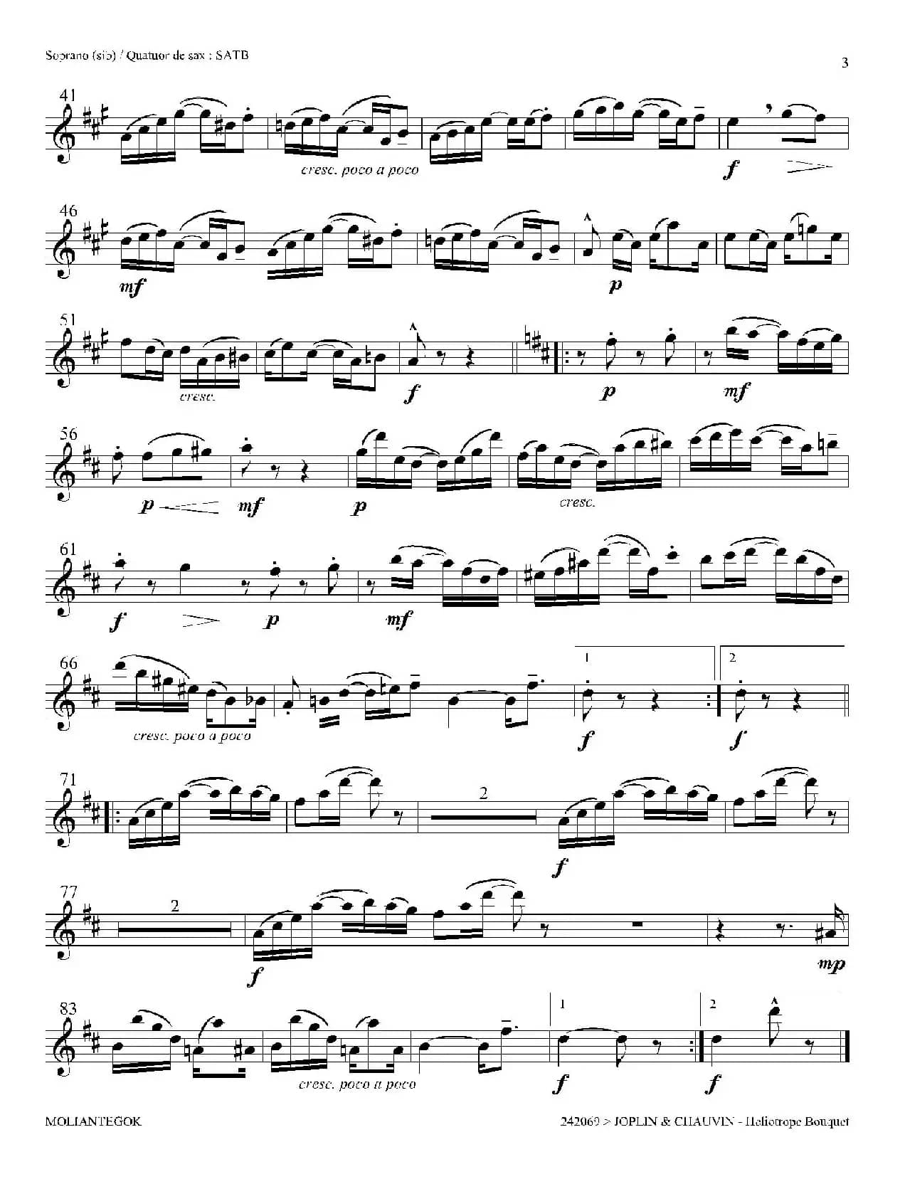 Heliotrope Bouquet（四重奏上低音萨克斯分谱）