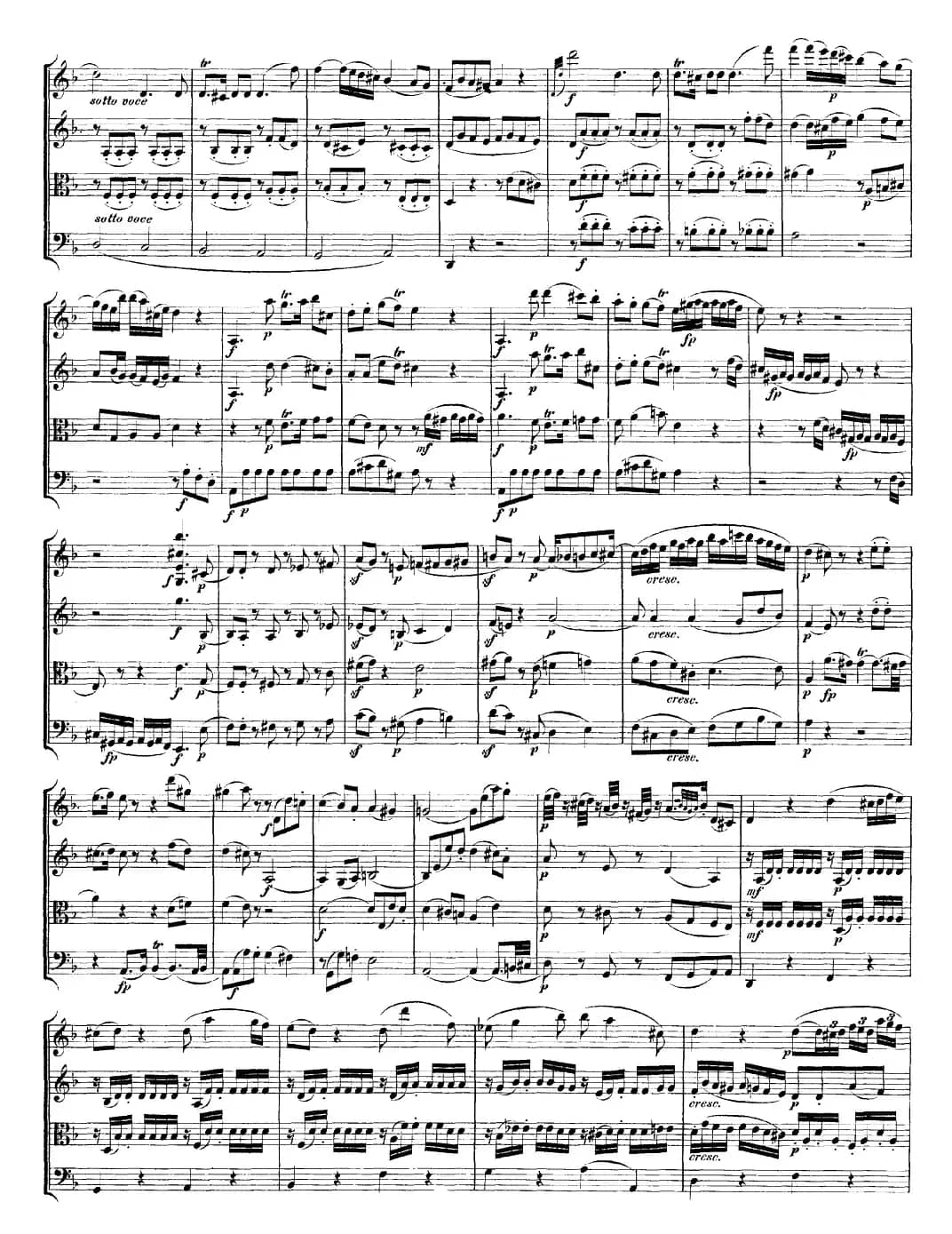 Mozart《Quartet No.15 in D Minor,K.421》（总谱）