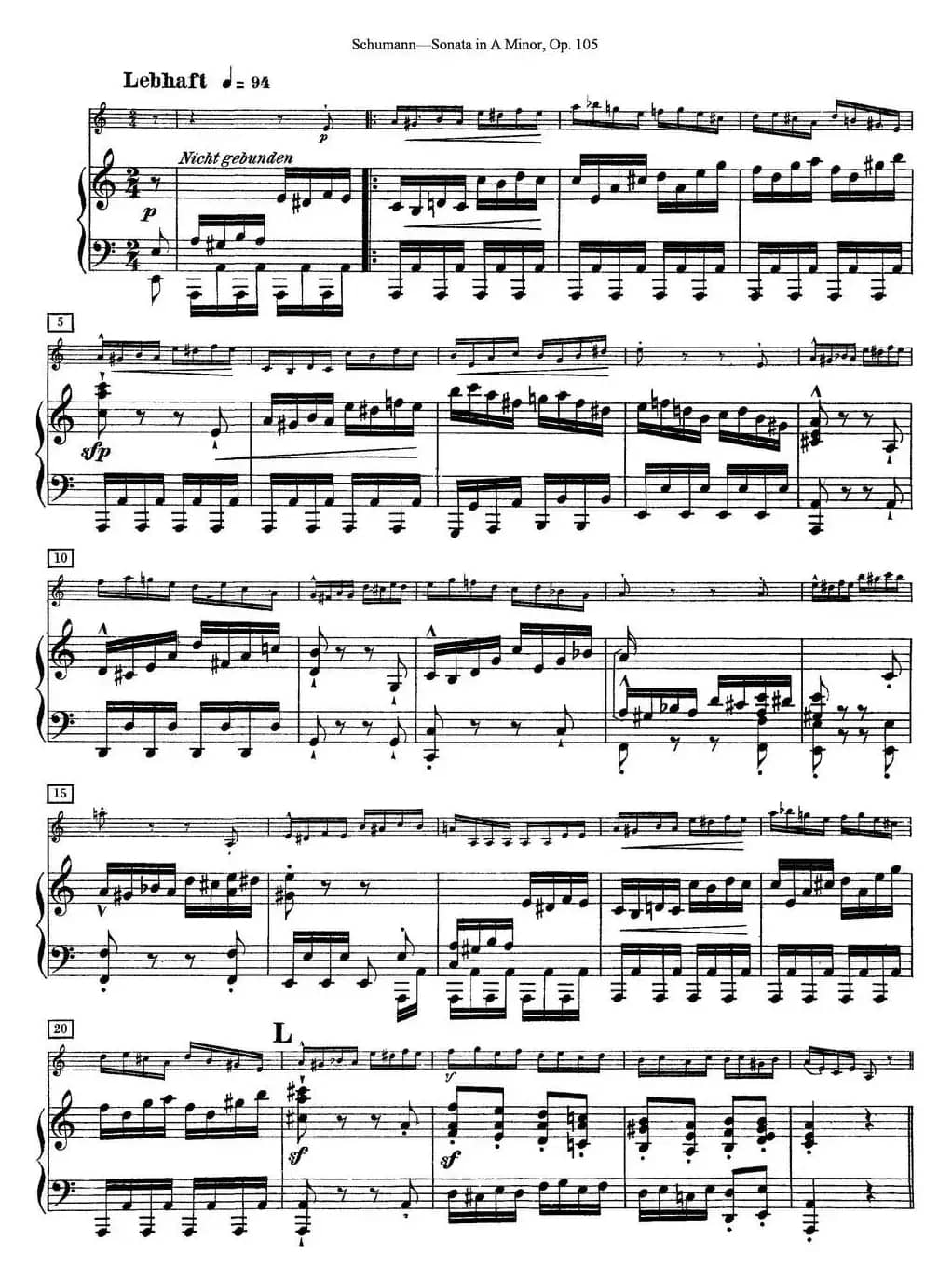 Violin Sonata in A minor Op.105（小提琴+钢琴伴奏）