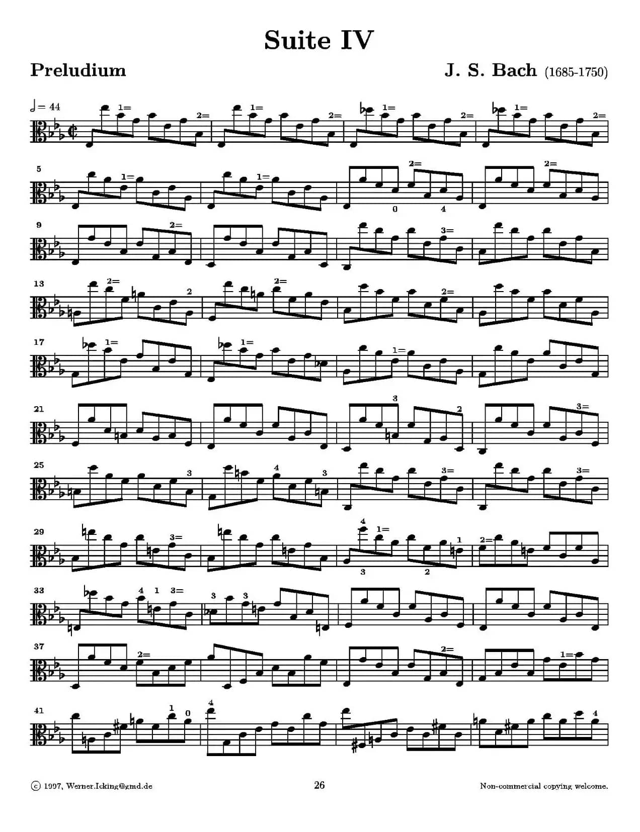 巴赫《无伴奏组曲》Ⅳ（中提琴）