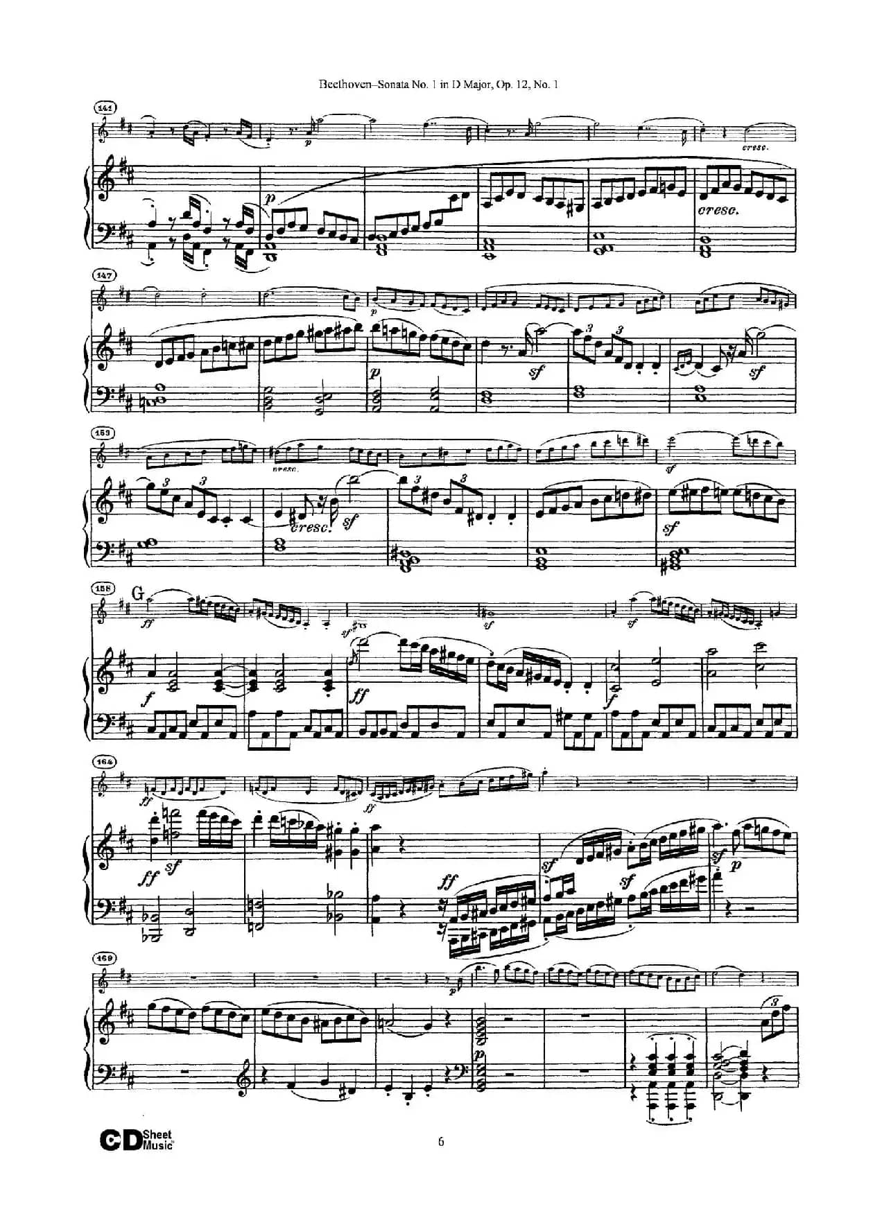 D大调第一小提琴奏鸣曲（Sonata No.1 in D Major Op.12,No.1）（小提琴+钢琴伴奏）