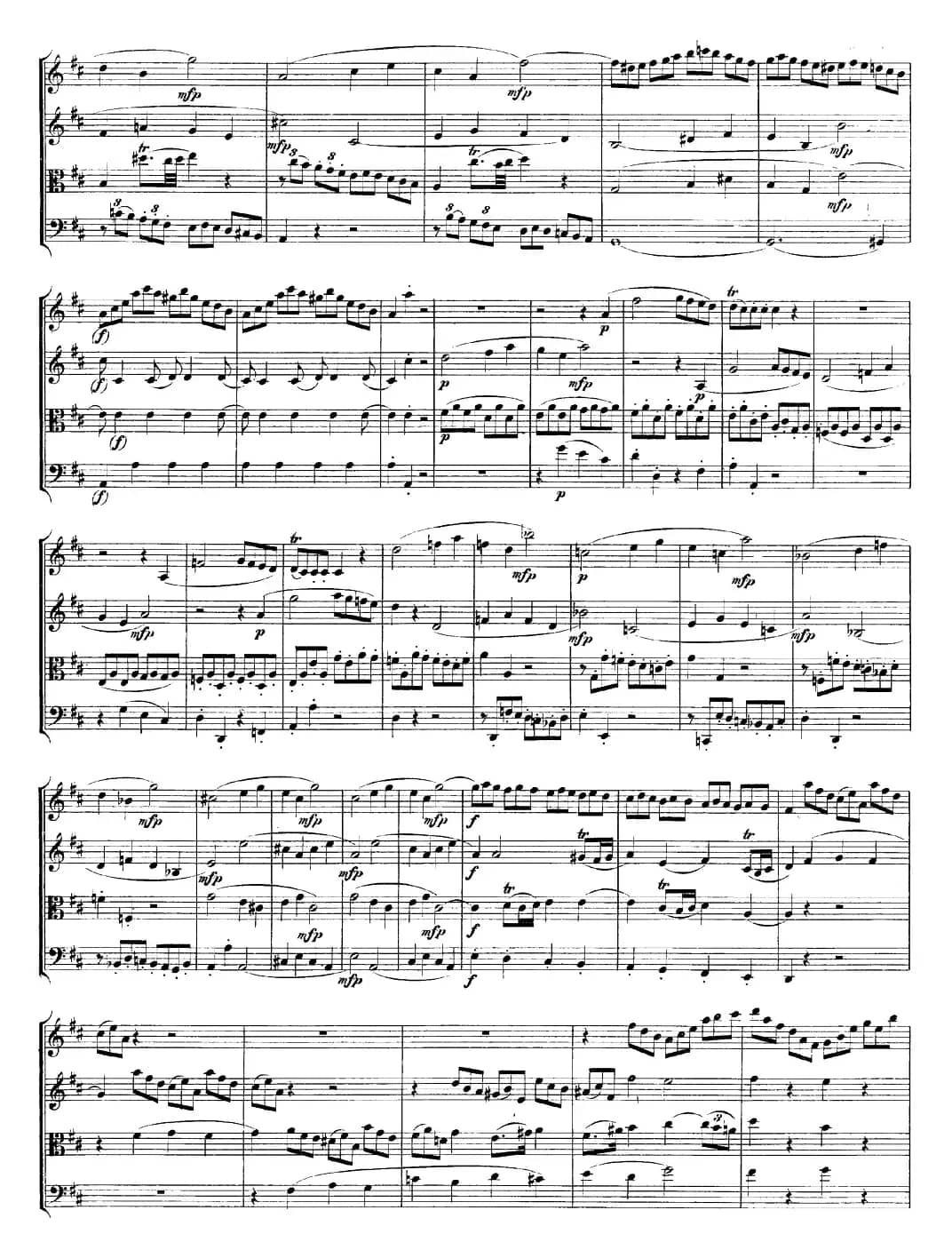 Mozart《Quartet No.21 in D Major,K.575》（总谱）