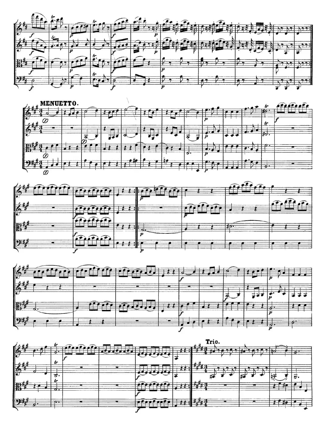 Mozart《Quartet No.9 in A Major,K.169》（总谱）