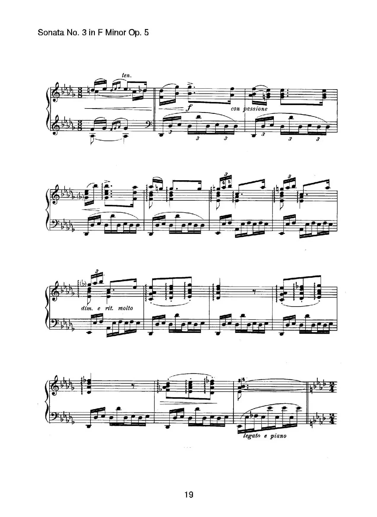 Piano Sonata No.3 in f Minor Op.5（f小调第三钢琴奏鸣曲）