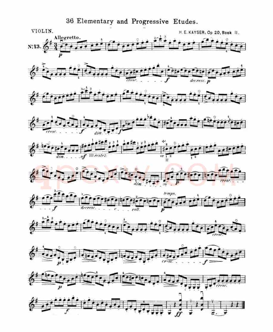 开塞（KAYSER 36首小提琴练习曲之13）