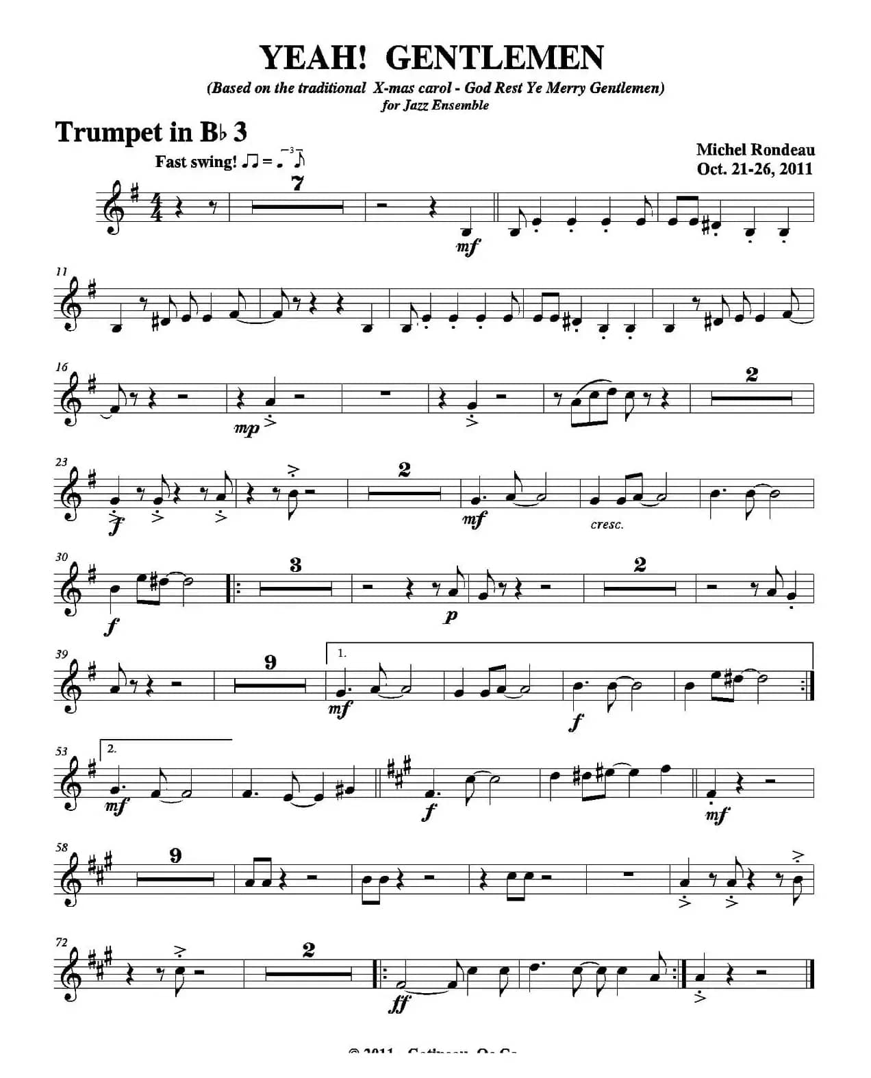 YEAH! GENTLEMEN（第三降B小号分谱）