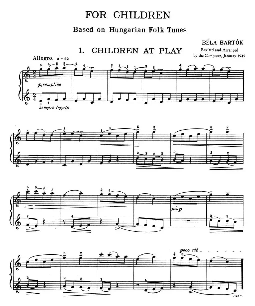 For Children Sz.42（献给孩子们·1）