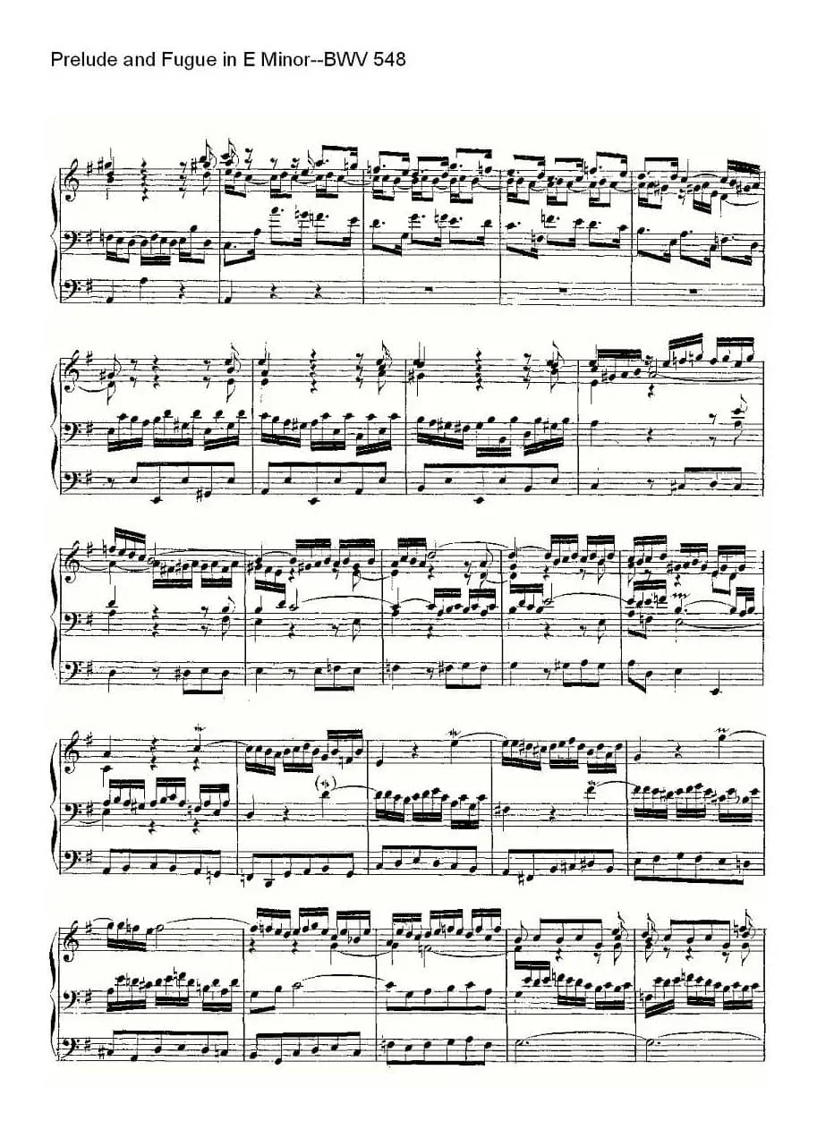 Prelude and Fugue in E Minor--BWV 548 (管风琴谱)