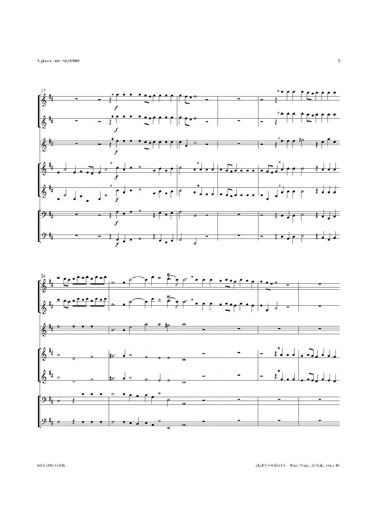 Water Music（HWV.349 No.2）（萨克斯合奏总谱）