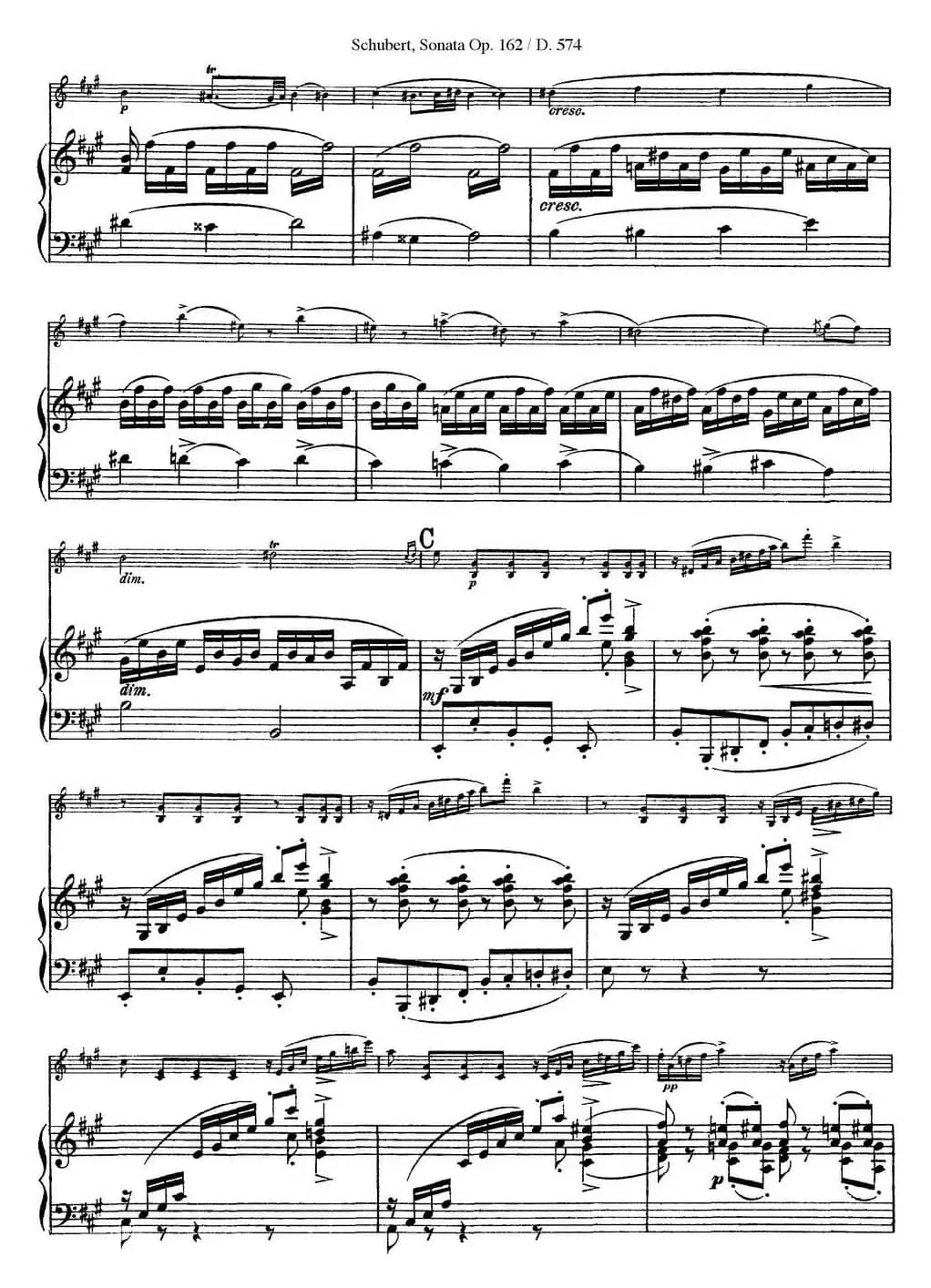 Violin Sonata in A major Op.162 D.574（小提琴+钢琴伴奏）