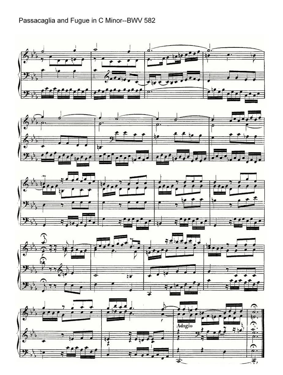 Passacaglia and Fugue in C Minor--BWV 582（管风琴谱）