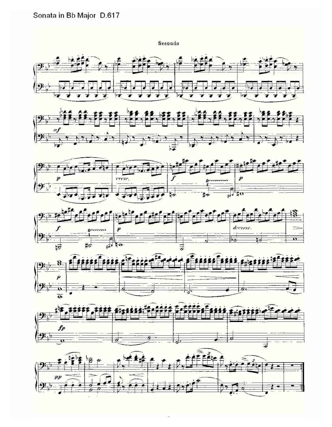 Sonata in Bb Major D.617(Bb大调奏鸣曲 D.617)