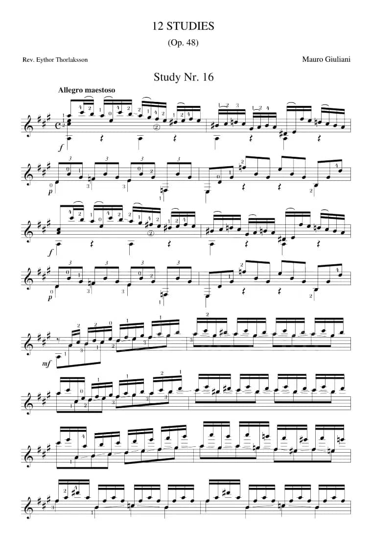 Mauro Giuliani《12 Studies,Op.48》（STUDY 16）