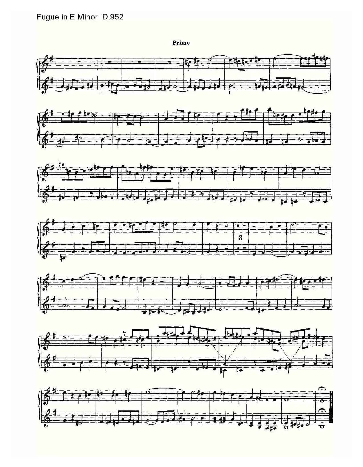 Fugue in E Minor D.952（E小调赋格曲 D.952）