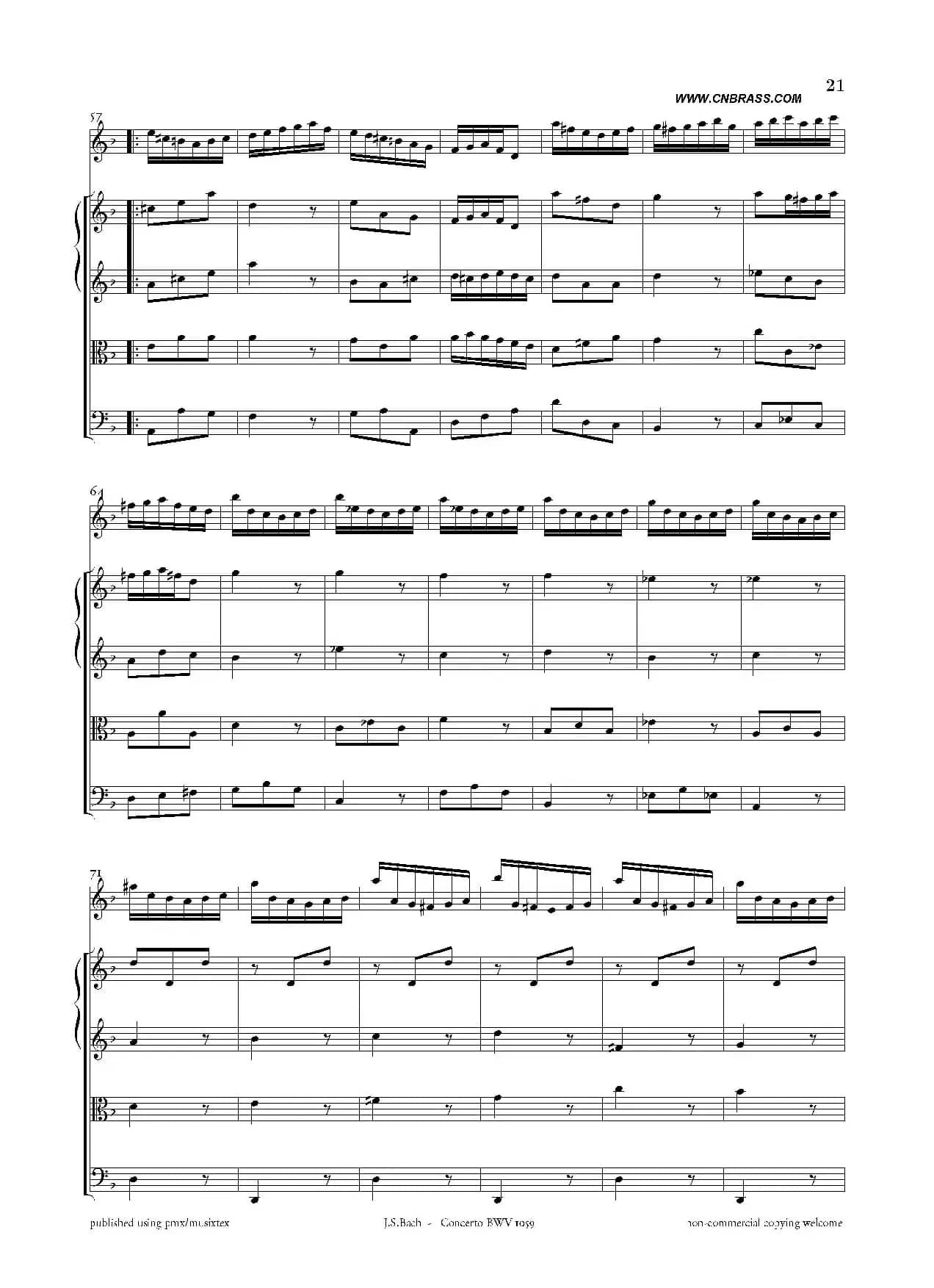 Concerto BWV 1059（双簧管与弦乐D小调协奏曲）