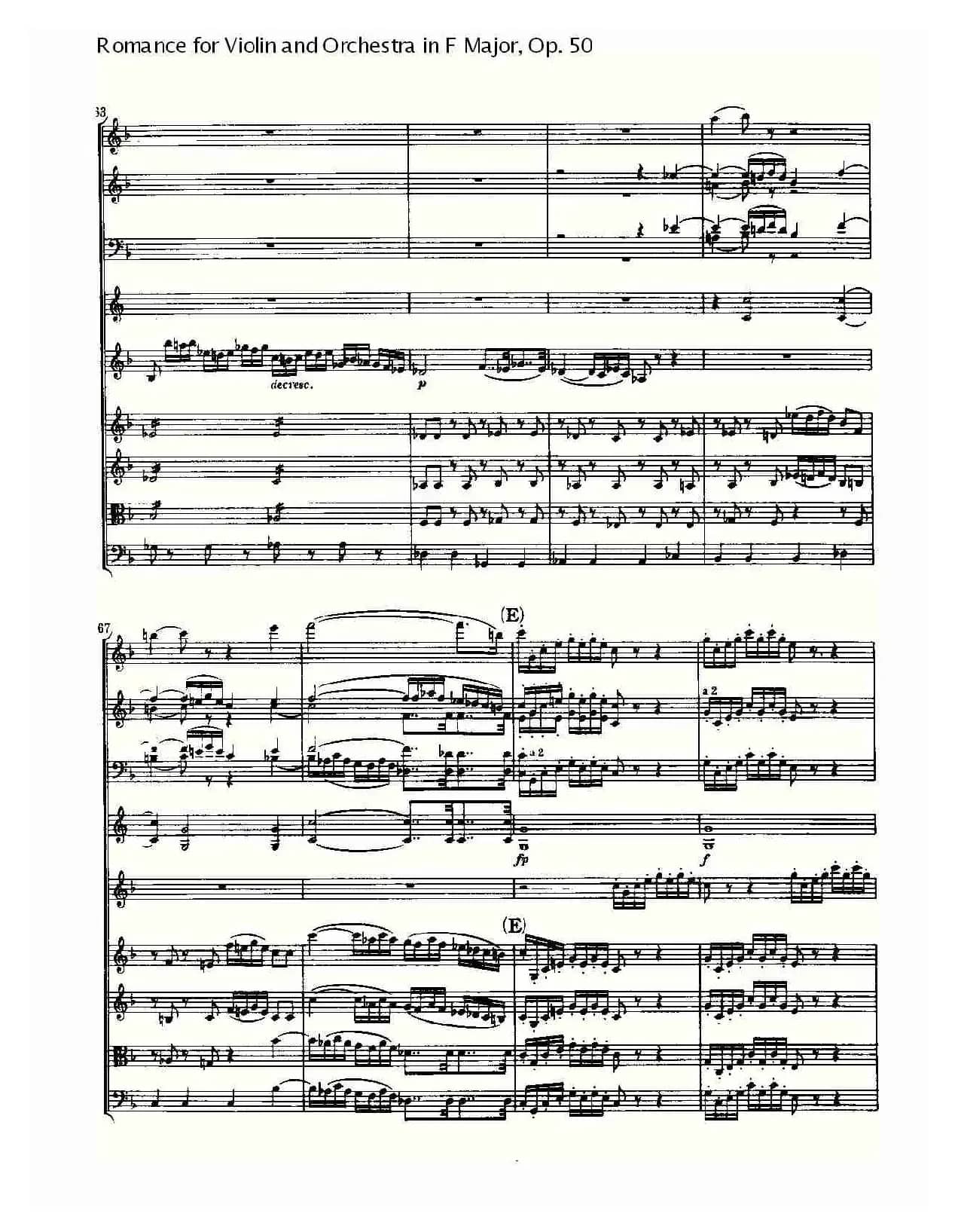 小提琴与管弦乐奏F大调浪漫曲 Op.50