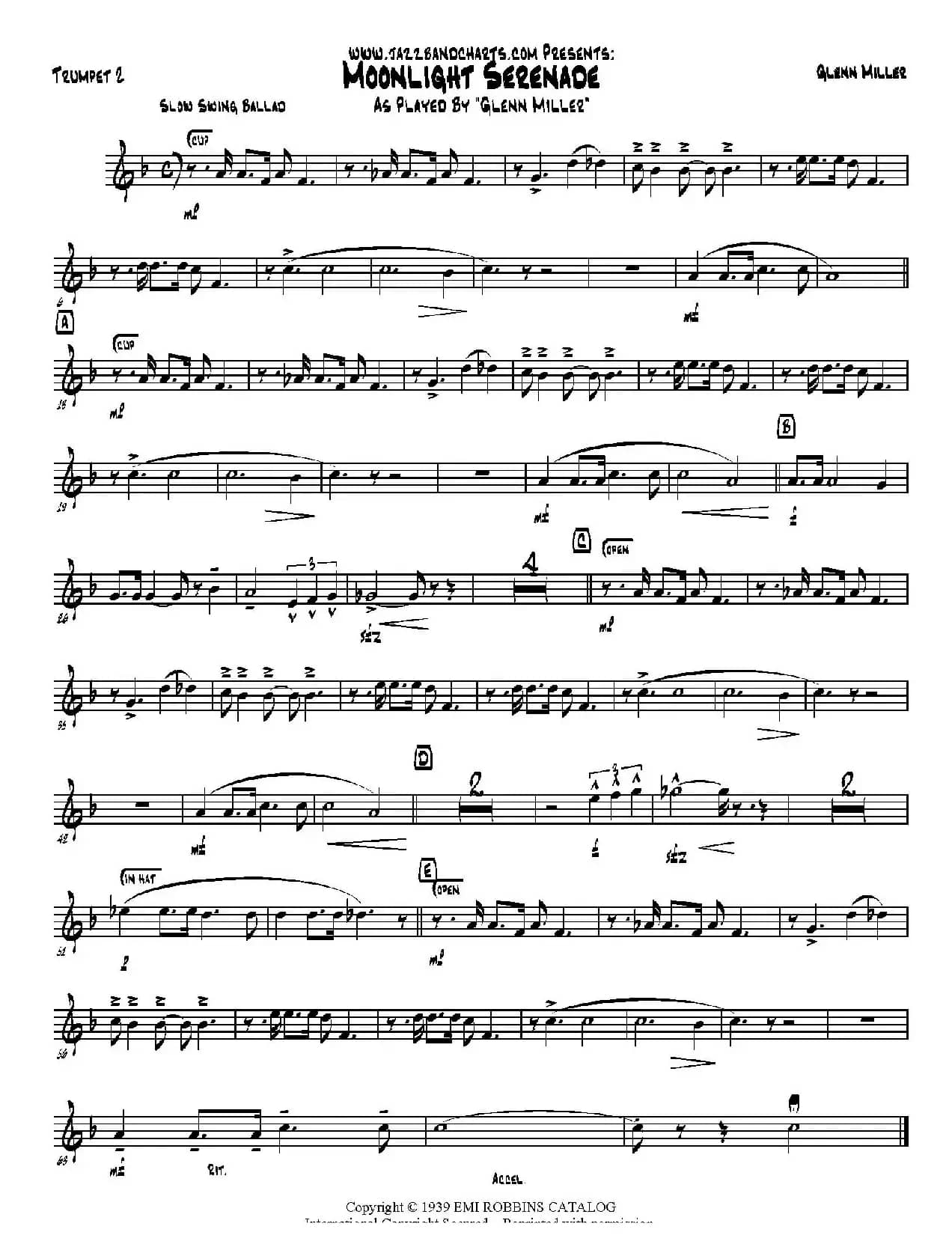 Moonlight Serenade（小号分谱）