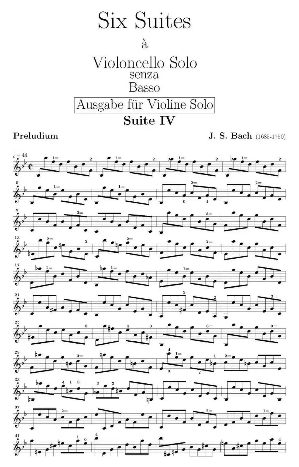 Six Suite Violincello Solo senza Basso（Suite IV）（6首无伴奏大提琴组曲·Ⅳ）