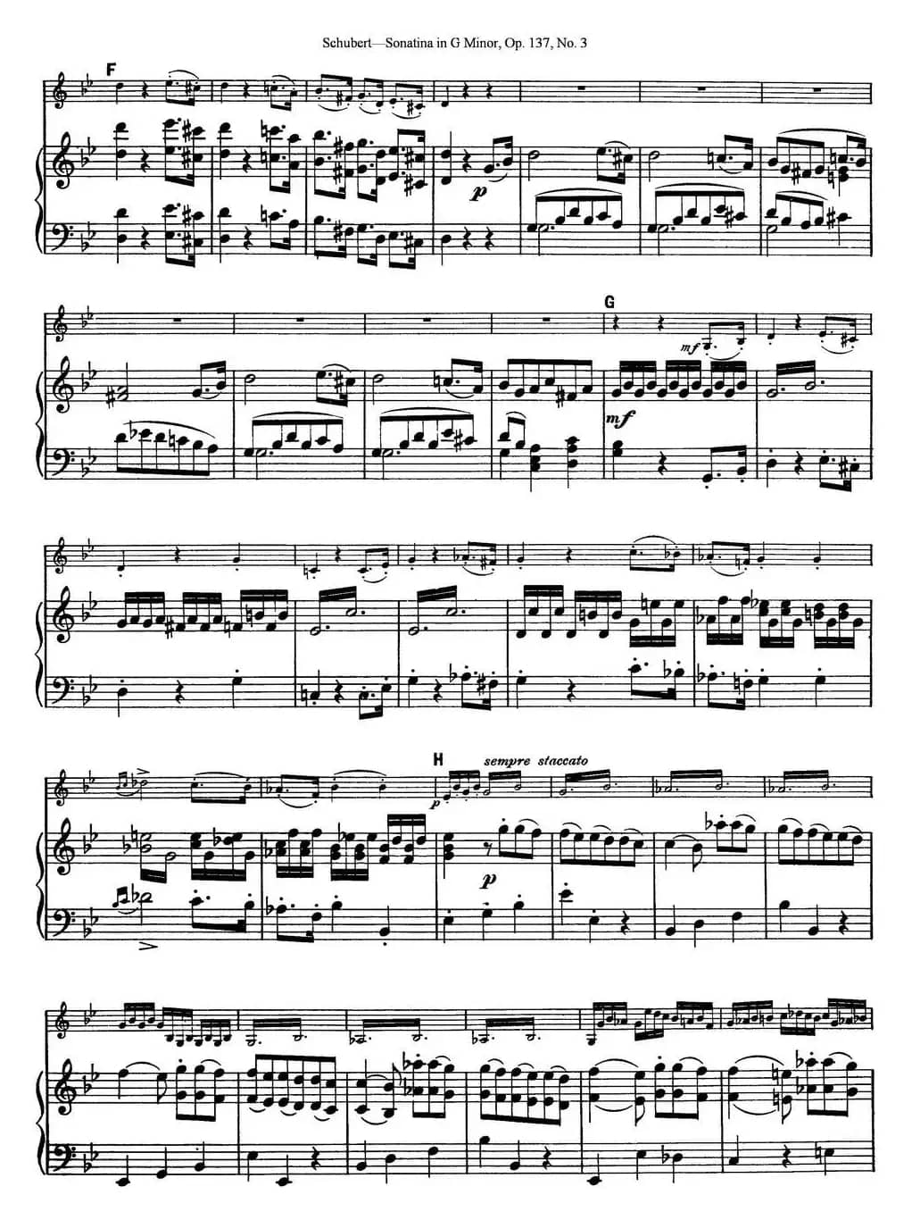 Violin Sonatina in G minor Op.137 No.3（小提琴+钢琴伴奏）