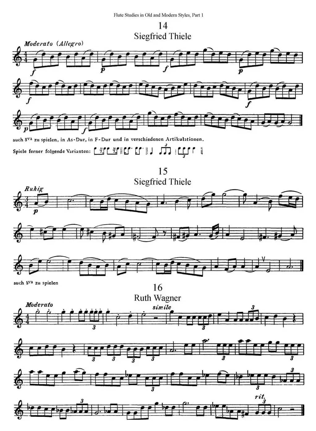 斯勒新老风格长笛练习重奏曲（第一部分）（NO.14-NO.16）