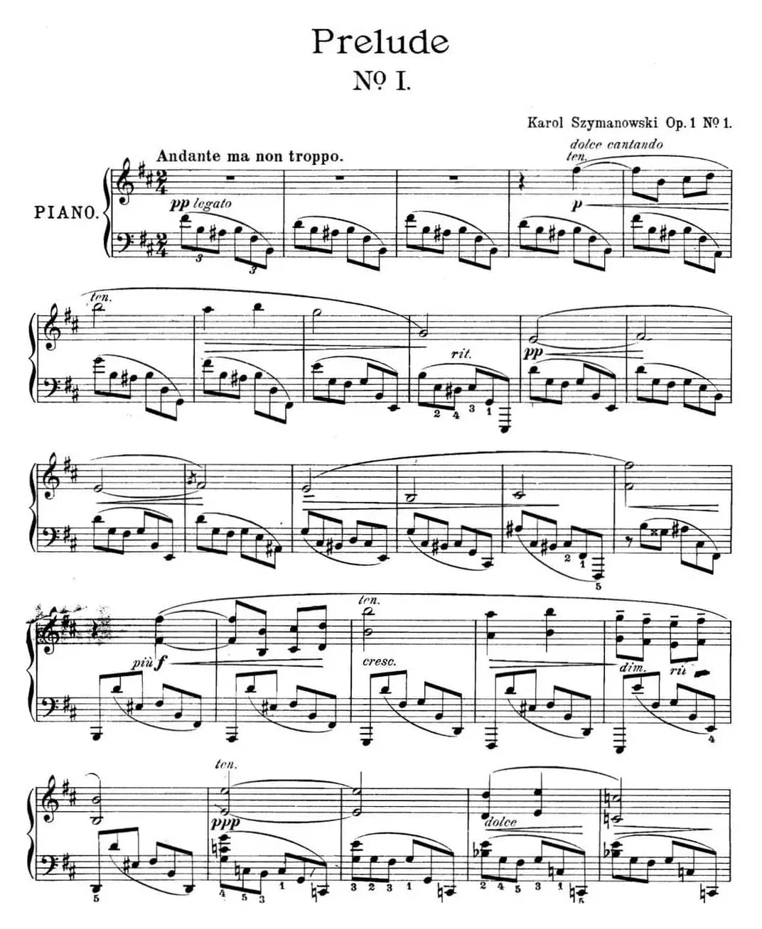 希曼诺夫斯基 9首钢琴前奏曲 Op.1 No.1