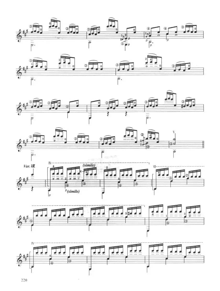 古典吉他考级十级外国乐曲A组（3、威尼斯狂欢节主题与变奏）