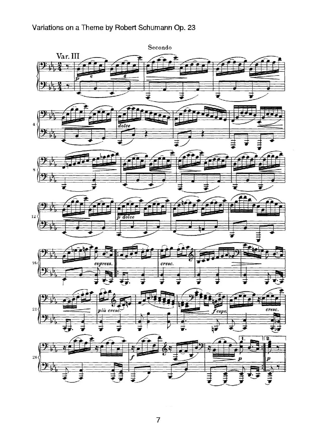 ​Variations on a Theme by Robert Schumann Op.23（舒曼主题变奏曲）（四手联弹）