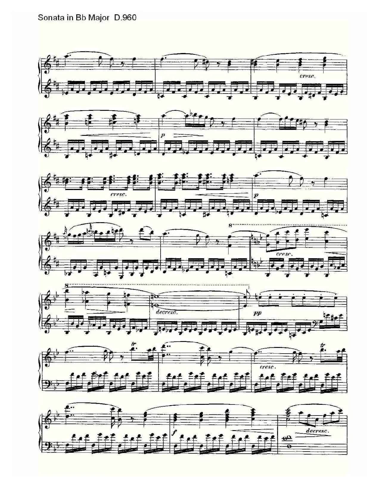 Sonata in Bb Major D.960（Bb大调奏鸣曲 D.960）
