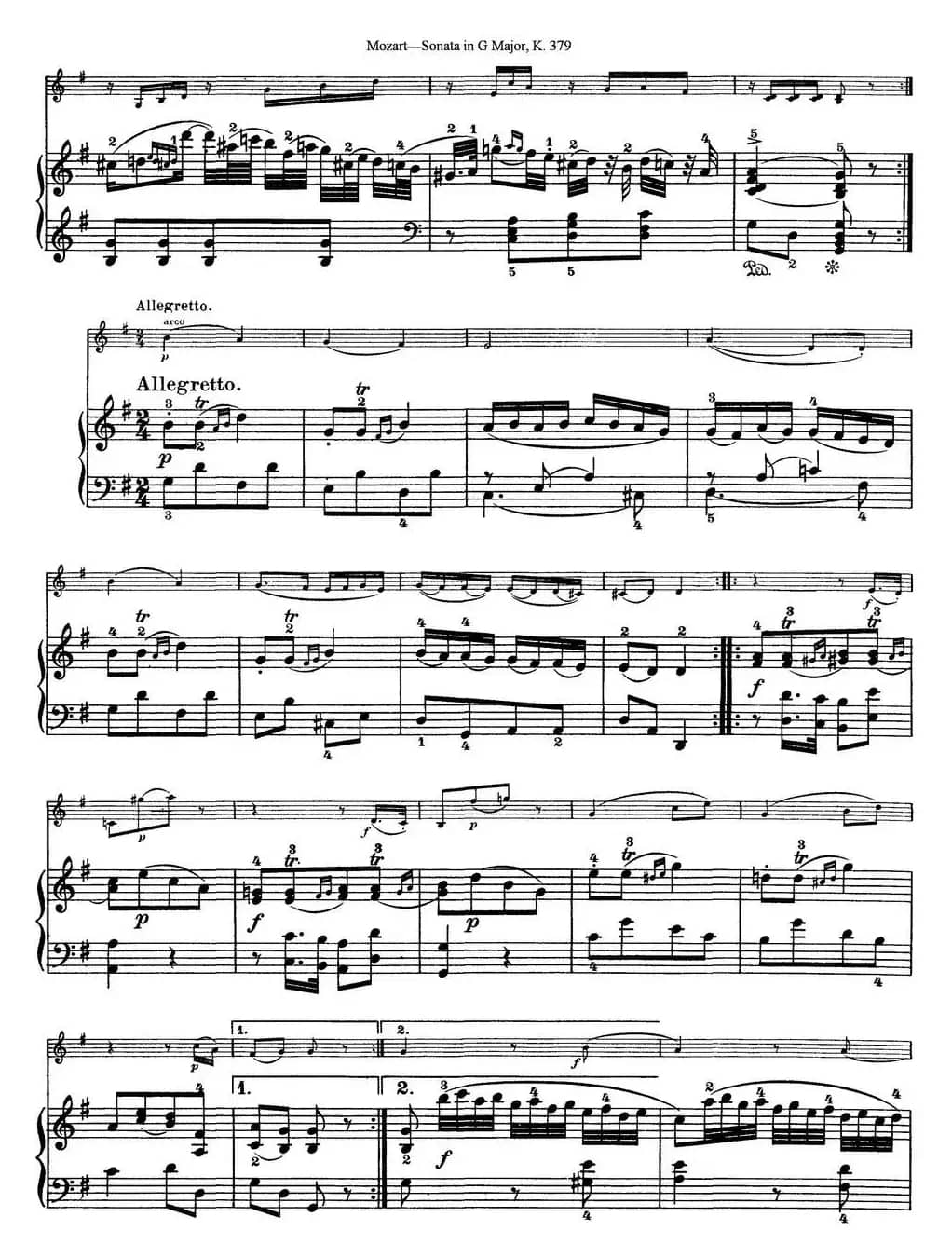 Violin Sonata in G Major K.379（小提琴+钢琴伴奏）