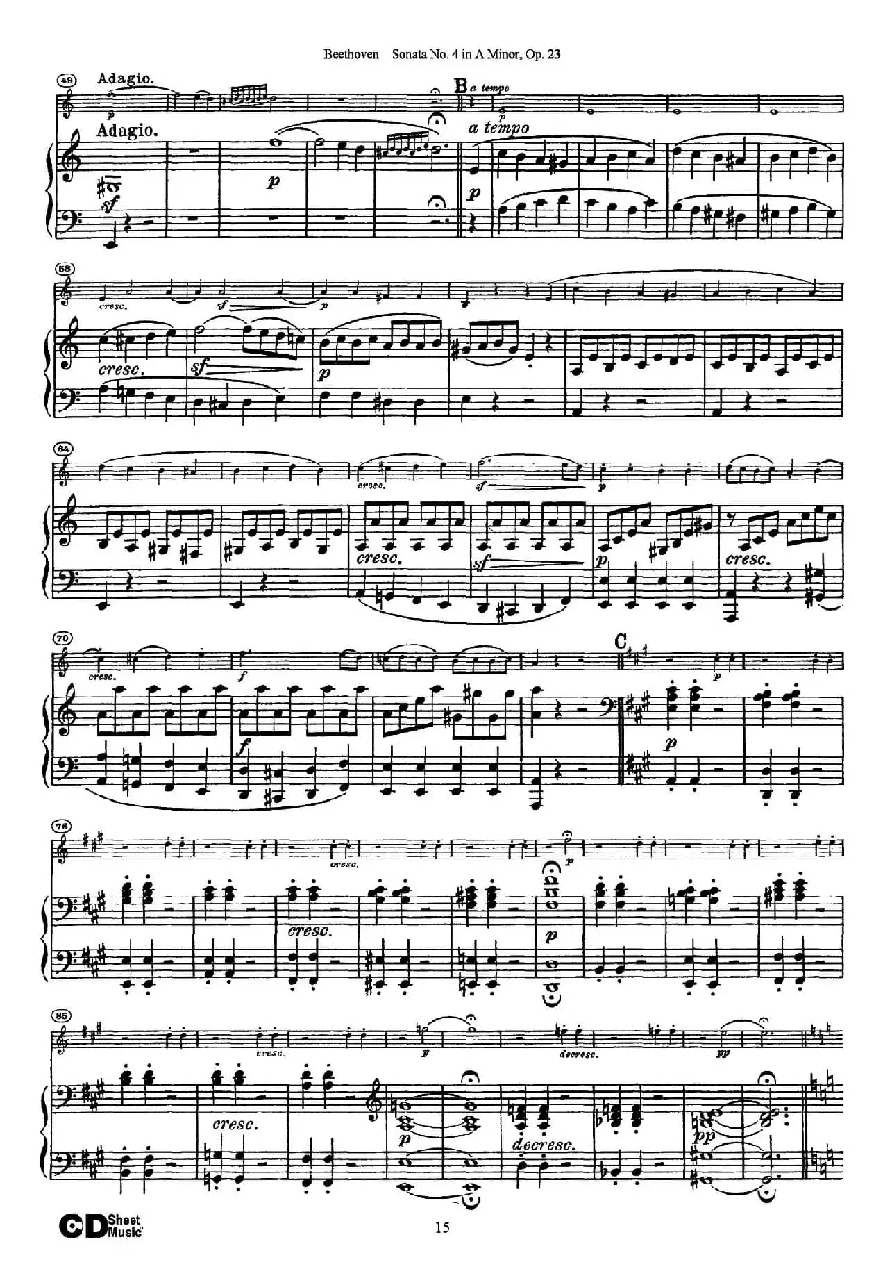 A小调第四小提琴奏鸣曲（Sonata No.4 in A Minor Op.23）（小提琴+钢琴伴奏）